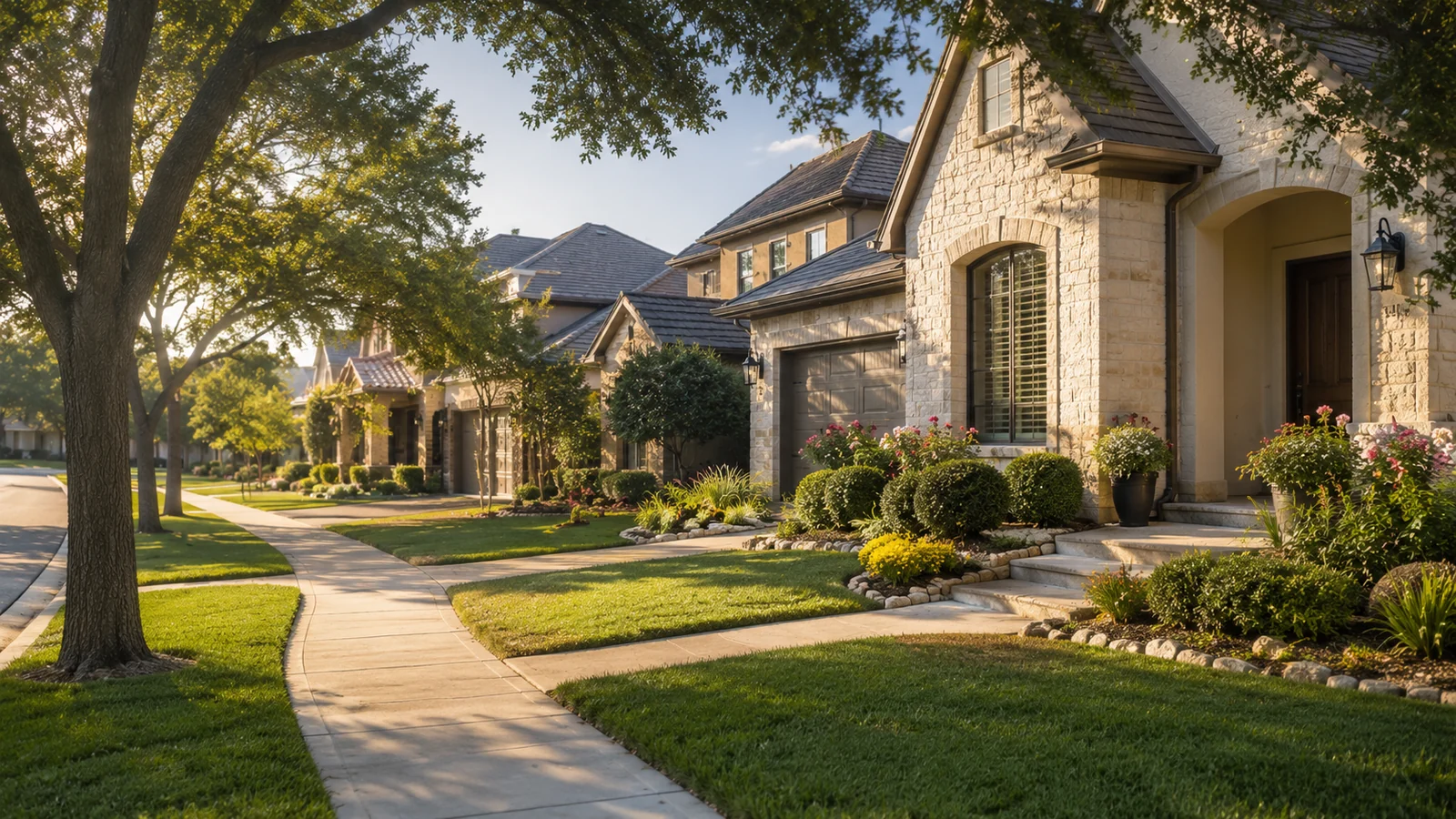 suburban curb appeal image with warm daylight